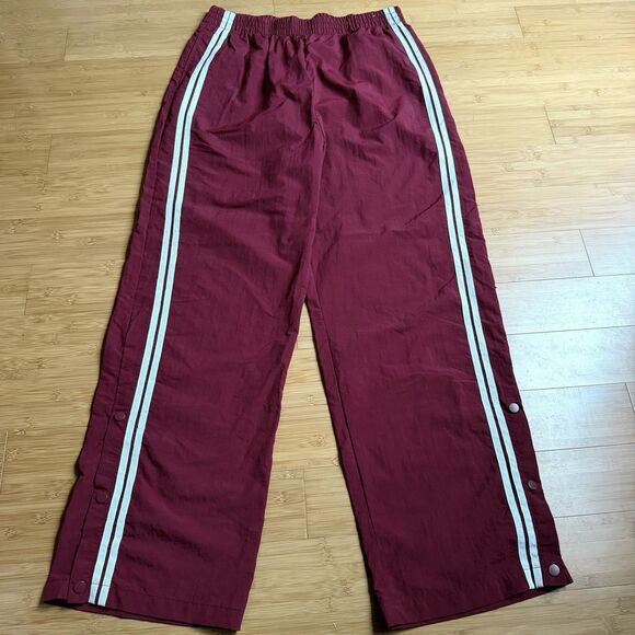 No Boundaries Pants - No Boundaries Baggy Wide Leg Track Pants Womens XL Red Y2K Snap Button Relaxed